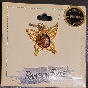 Rainbow Gold Butterfly Necklace